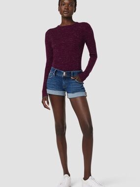 Hudson Jeans Dark Indigo Rolled Hem Denim Shorts